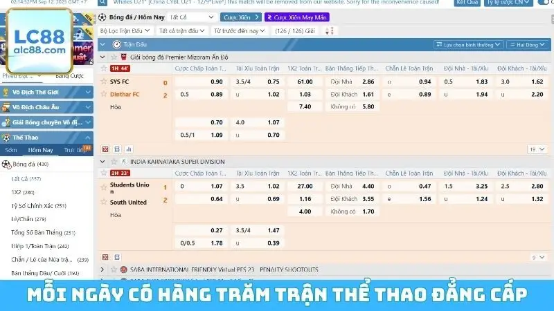 Mỗi ngày luôn có hàng trăm trận thể thao đẳng cấp